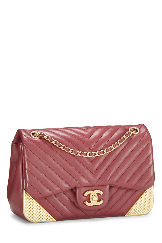 Chanel Paris-Cosmopolite Red Chevron Lambskin Rock the Corner Flap Bag  Small Q6B3GF1IRH000