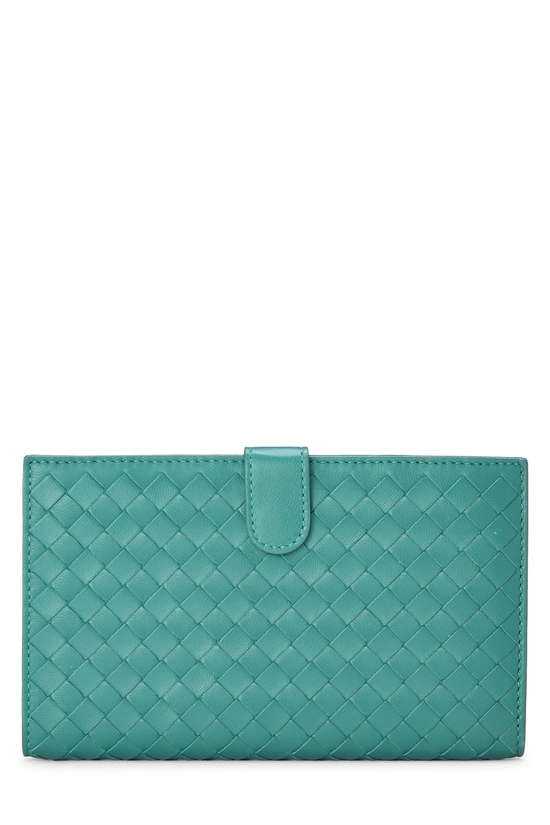 Green Intrecciato Compact Zip Wallet, , large image number 0