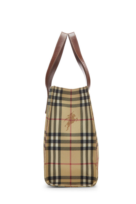 Beige Haymarket Check Coated Canvas Tote Small, , large image number 3