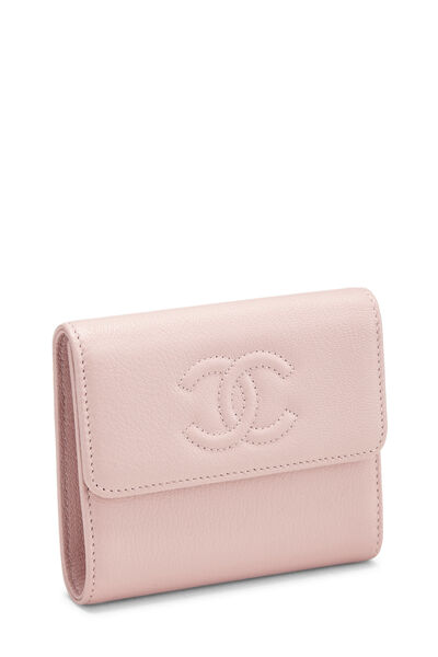 Pink Calfskin Timeless 'CC' Compact Wallet, , large