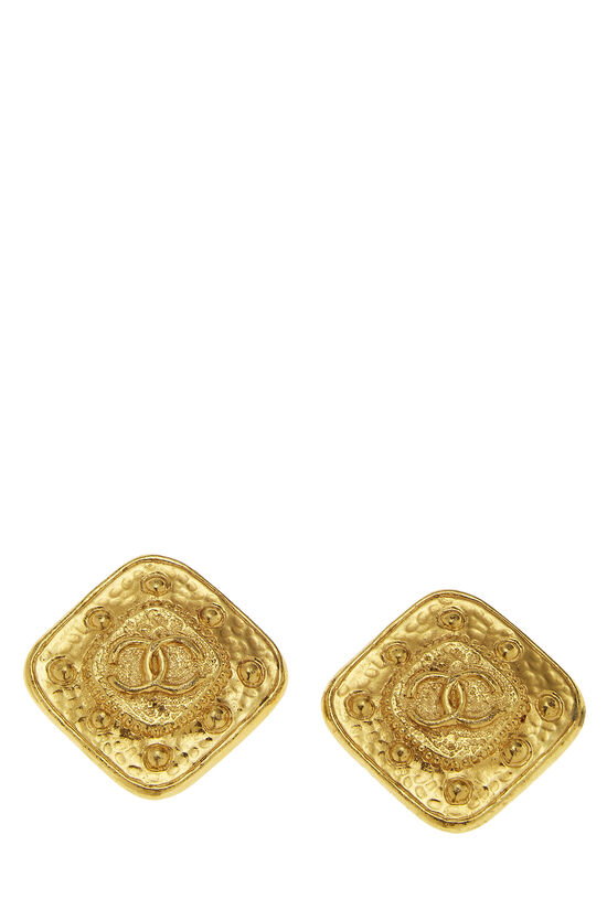 Chanel Metal and Strass Earrings Resin Gold
