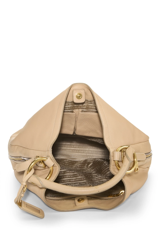 Beige Vitello Daino Side Zip Hobo, , large image number 5