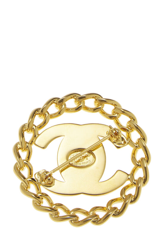 Chanel Cc Turnlock Motif Rhinestone Charm Gold Chain Bracelet 96a