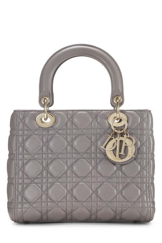 Grey Cannage Quilted Lambskin Lady Dior Medium, , large image number 0