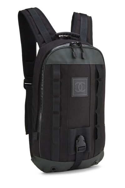 Black & Green Canvas Sportline Backpack, , large