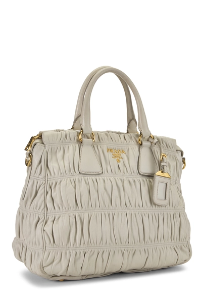 White Nappa Gaufre Convertible Tote, , large