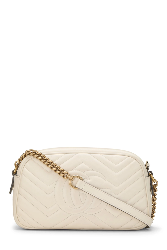 White Leather GG Marmont Crossbody Bag Small, , large image number 3