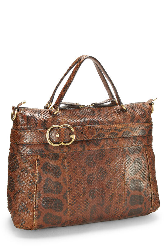 Brown Python Leather Ride Tote Large, , large image number 3