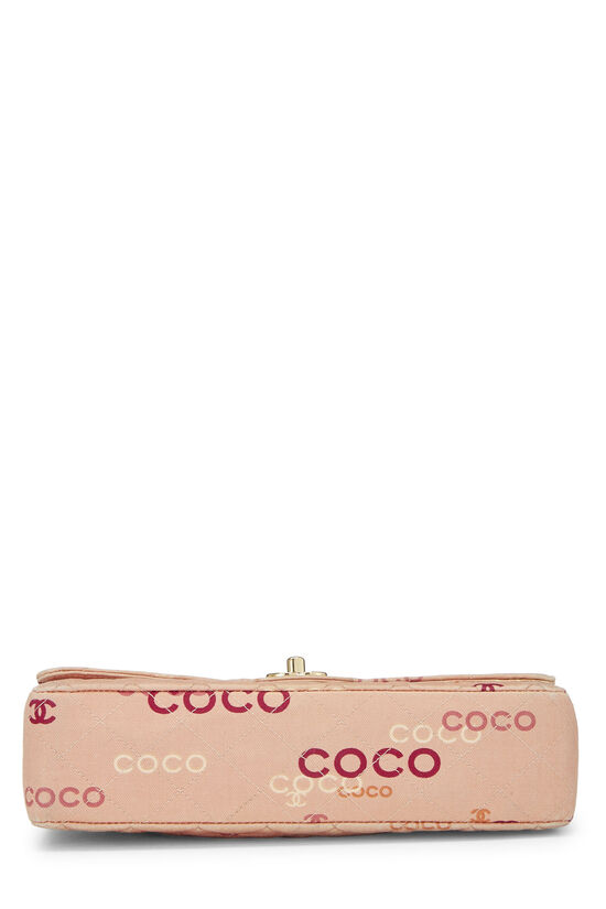 Pink Quilted Canvas Coco Classic Double Flap Medium