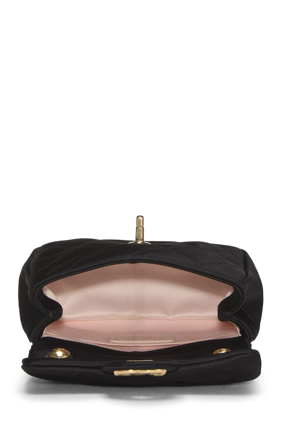 Black Satin Top Handle Flap Bag Mini, , large image number 5