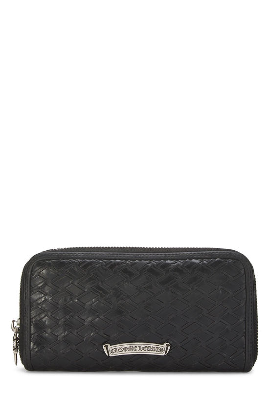 Pre-Owned Black Leather Cross Zip-Around Wallet QZA8GA1LKB000