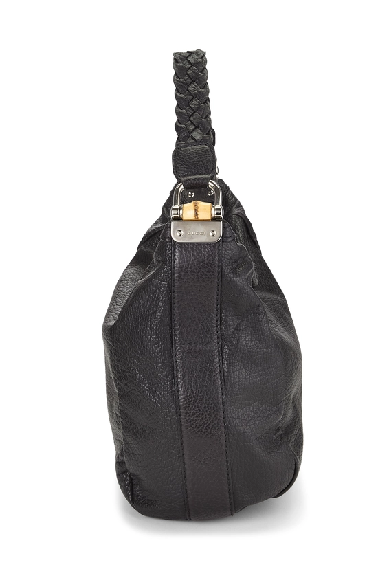 Black Leather Bamboo Braided Hobo, , large image number 2
