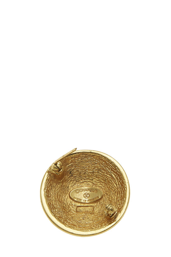 Gold Quilted 'CC' Round Pin, , large image number 2
