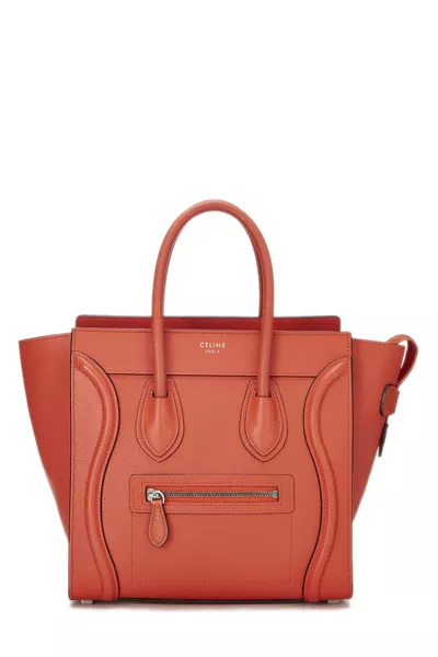 Orange Drummed Calfskin Luggage Micro