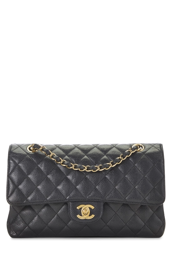 Black Quilted Caviar Classic Double Flap Medium, , large image number 0