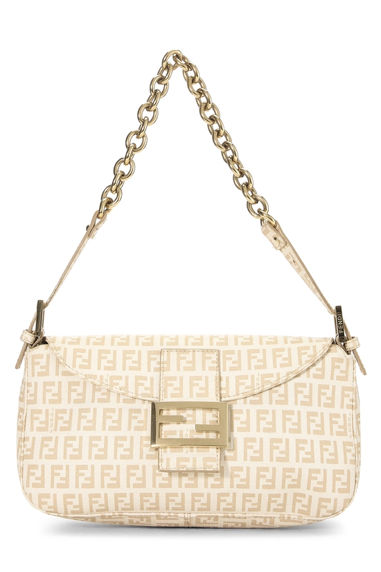 Beige Zucchino Coated Canvas Shoulder Bag, , large image number 0