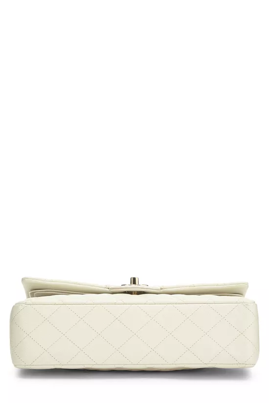 White Quilted Caviar Classic Double Flap Medium, , large image number 4