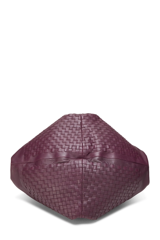 Burgundy Intrecciato Leather Aquilone Fortune Cookie Hobo, , large image number 4