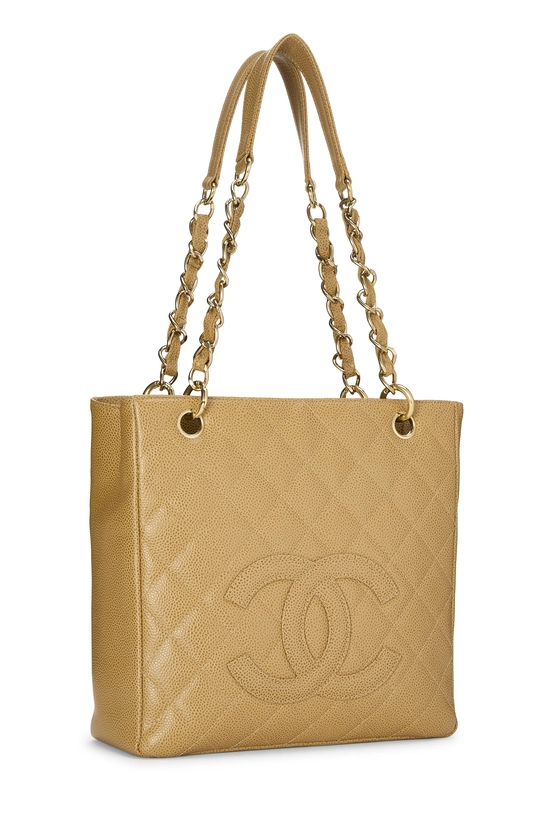 Beige Quilted Caviar Petite Shopping Tote (PST), , large image number 1