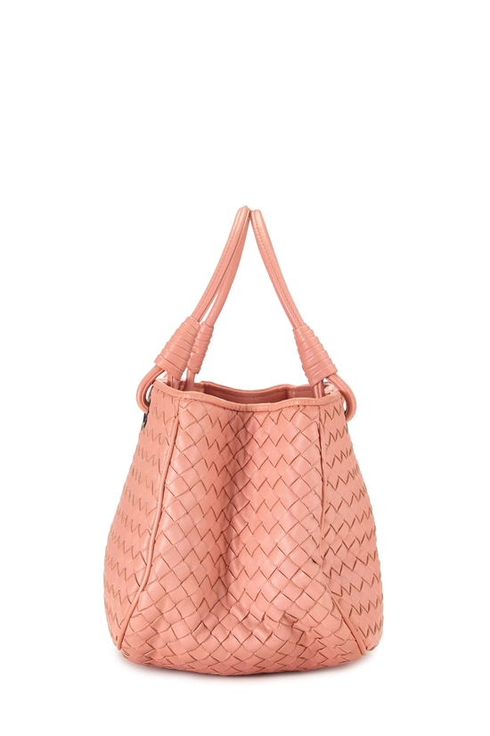 Pink Intrecciato Leather Handbag, , large image number 2