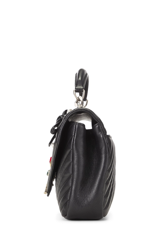 Black Chevron Leather Embellished College Medium, , large image number 2