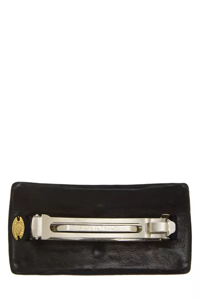 Black Satin 'CC' Barrette , , large