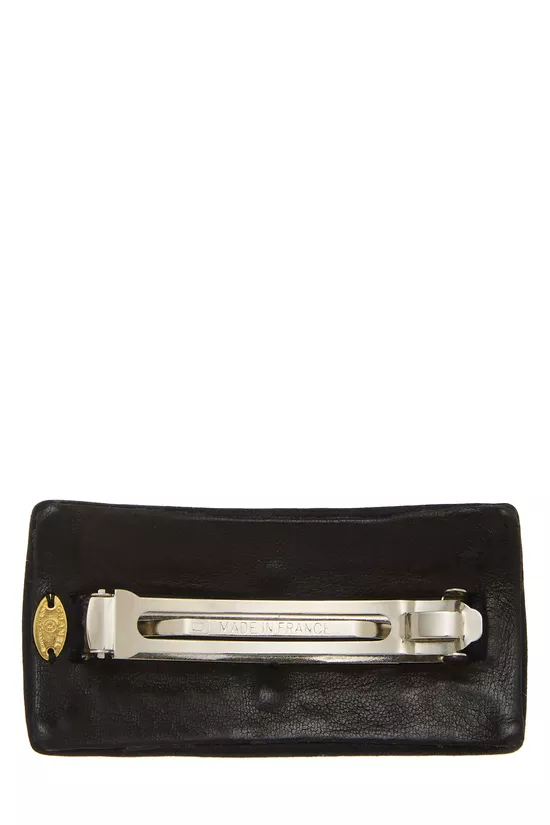 Black Satin 'CC' Barrette , , large image number 1