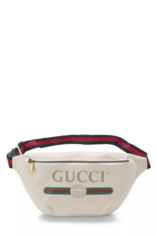 White Leather Logo Printed Belt Bag, , large image number 0