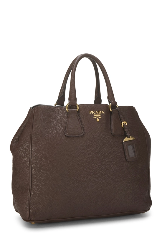 Brown Vitello Daino Shopping Tote, , large image number 1