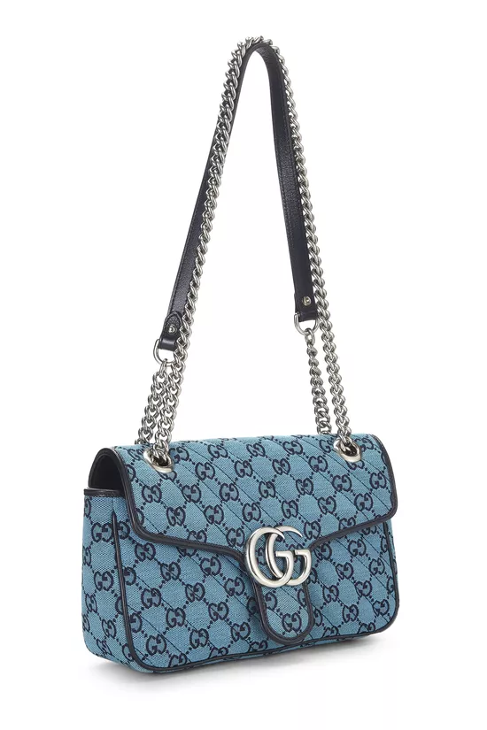 Blue GG Canvas Marmont Shoulder Bag Small, , large image number 1