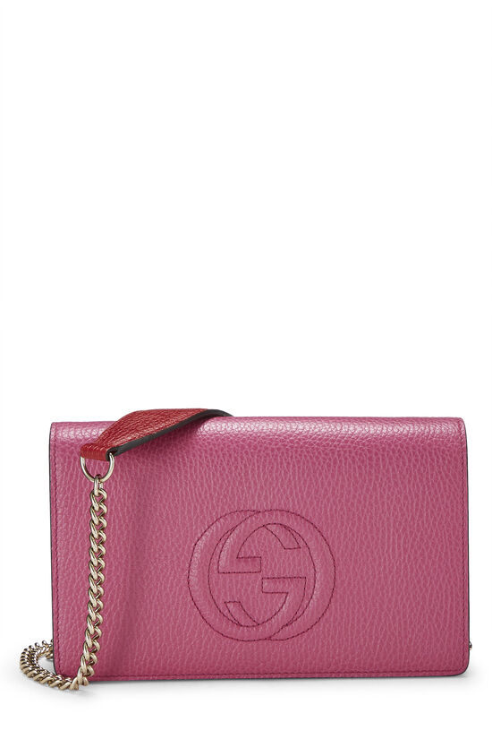Pink Leather Soho Wallet On Chain (WOC), , large image number 0