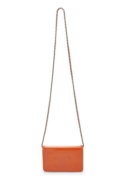Orange Patent Leather Whipstitch Wallet on Chain (WOC), , large