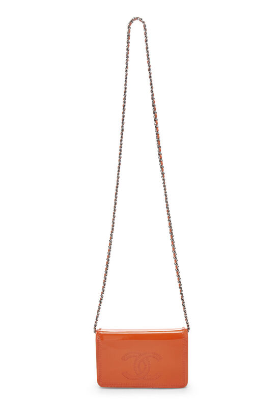 Orange Patent Leather Whipstitch Wallet on Chain (WOC), , large image number 3