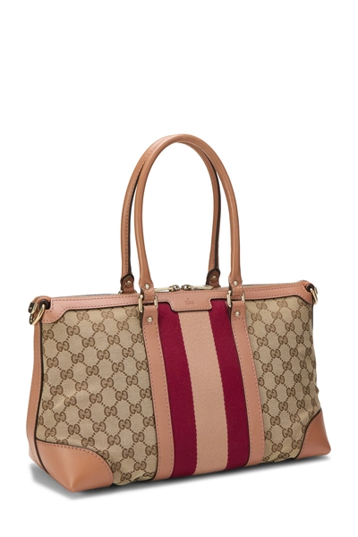 Gucci Pink GG Canvas Vintage Web Convertible Tote — photo 2