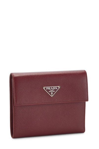 Burgundy Saffiano Snap Compact Wallet, , large