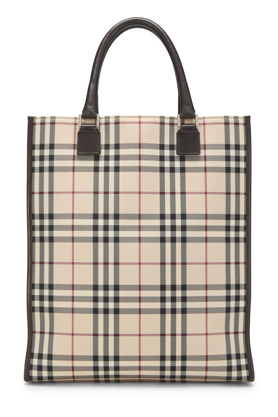 Brown House Check Jacquard Vertical Tote Large, , large image number 3