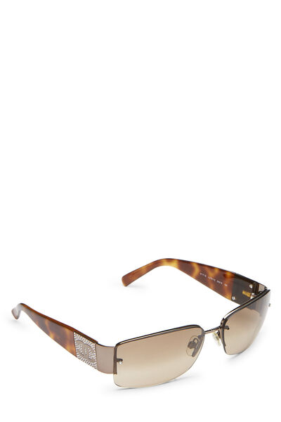 Brown Faux Tortoise Acetate Swarovski Sunglasses, , large