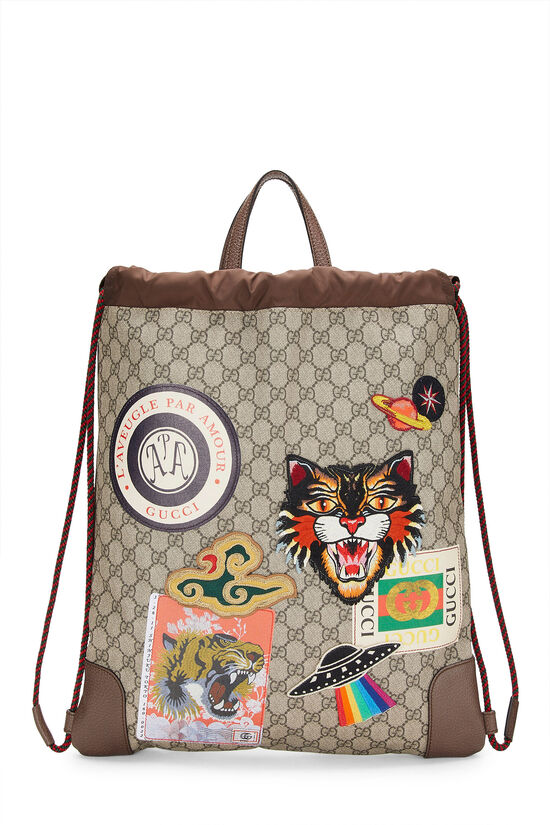Original GG Supreme Canvas Neo VIntage Drawstring Backpack, , large image number 1
