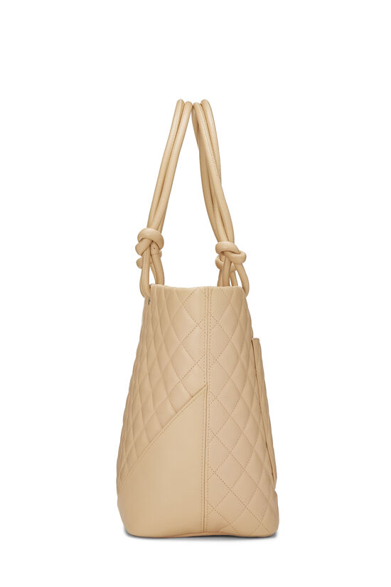 Beige Quilted Calfskin Cambon Ligne Tote, , large image number 2