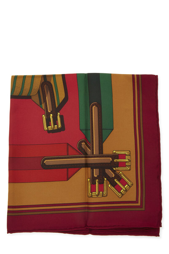 Red & Multicolor 'Les Sangles' Silk Scarf 90, , large image number 1
