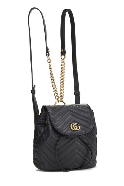 Black Leather 'GG' Marmont Backpack Small, , large