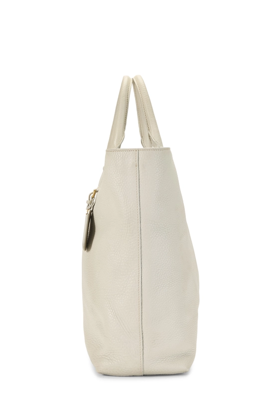 White Vitello Daino Convertible Shopping Tote, , large image number 2