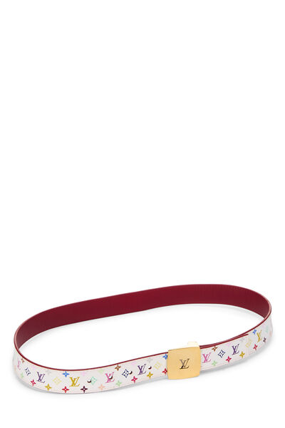 Takashi Murakami X Louis Vuitton White Monogram Multicolore Ceinture 80	, , large