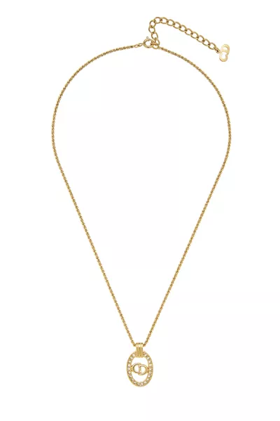Gold Crystal 'CD' Necklace
