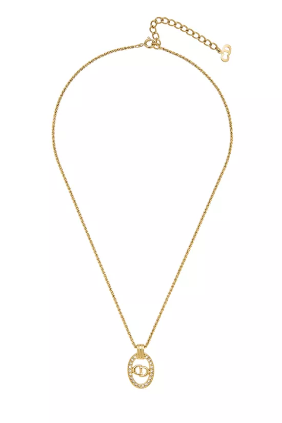 Gold Crystal 'CD' Necklace, , large image number 0