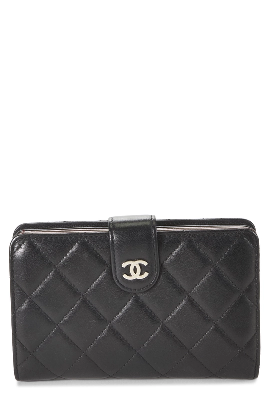 Black Lambskin Compact Zip Wallet, , large image number 0