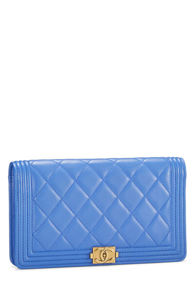Blue Quilted Lambskin Boy Wallet, , large