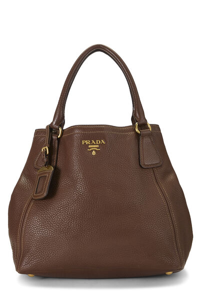 Brown Vitello Daino Convertible Tote