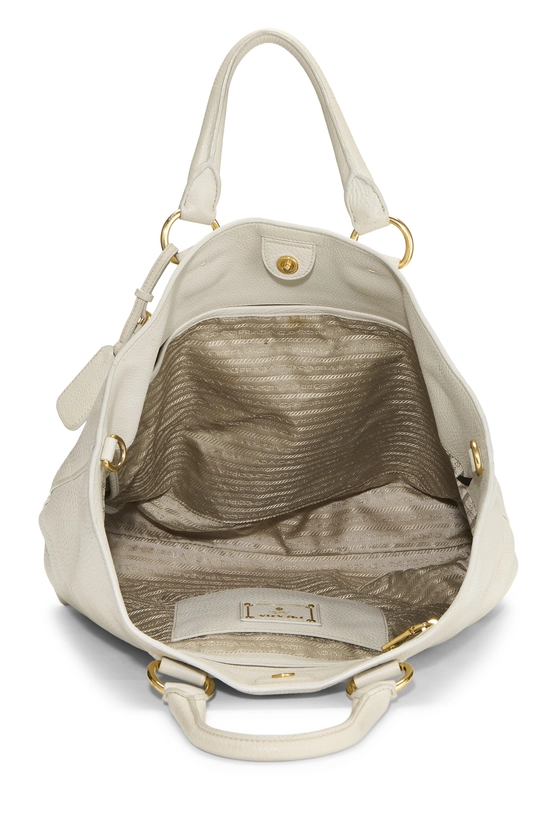 White Vitello Daino Convertible Shopping Tote, , large image number 5