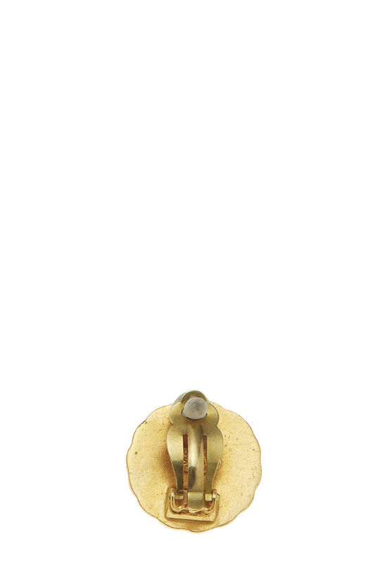 Gold Rope Edge Sunburst 'CC' Earrings, , large image number 1